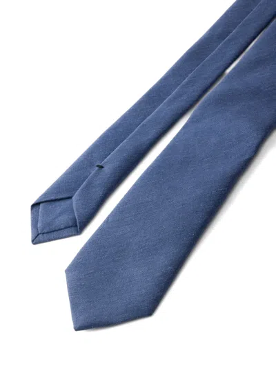 Prada Pointed-tip Tie In Blue
