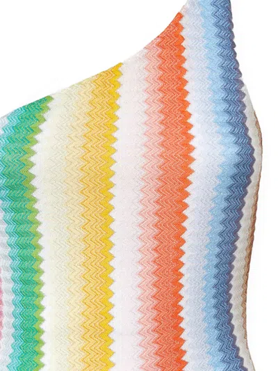 Missoni Mare One-shoulder Striped Metallic Crochet-knit Swimsuit In Multi