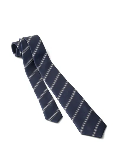 Prada Striped Tie In Blue