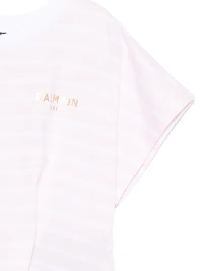Balmain Striped T-shirt In Neutral
