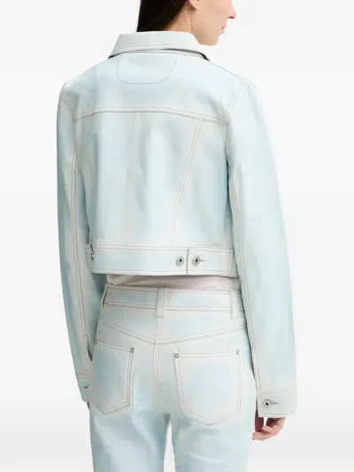 Stand Studio Calliope Buttoned Leather Jacket In Blue