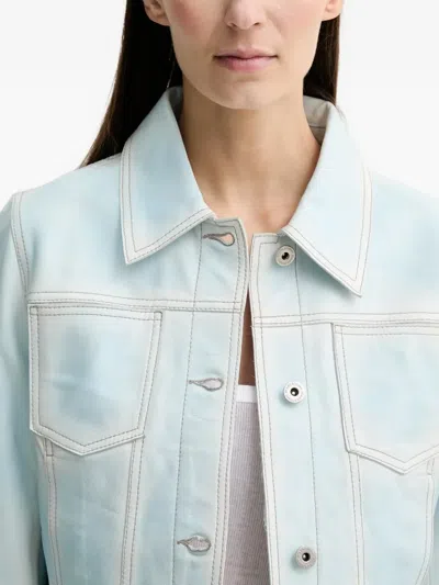 Stand Studio Calliope Buttoned Leather Jacket In Blue