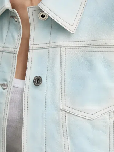 Stand Studio Calliope Buttoned Leather Jacket In Blue