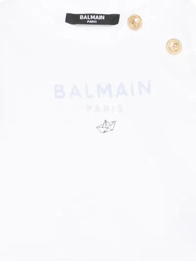 Balmain Button-detail Sweatshirt In White