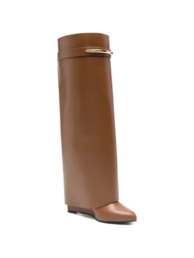 Givenchy Brown Leather Boots In Brown