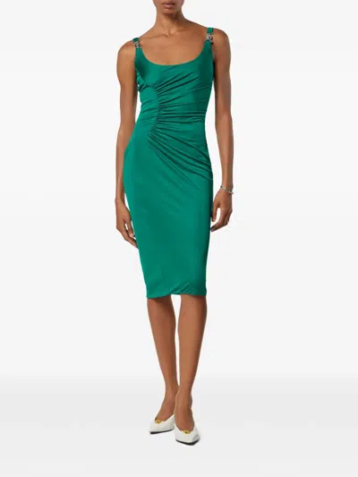 Versace Cocktail Dress Responsible Vicose Liquid Jersey In Green