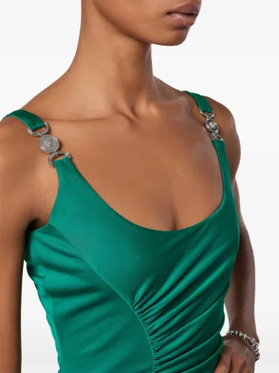Versace Cocktail Dress Responsible Vicose Liquid Jersey In Green