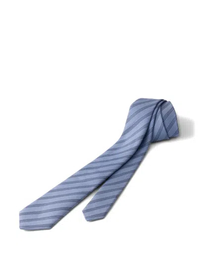 Prada Striped Tie In Blue