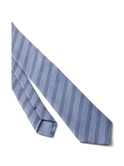 Prada Striped Tie In Blue