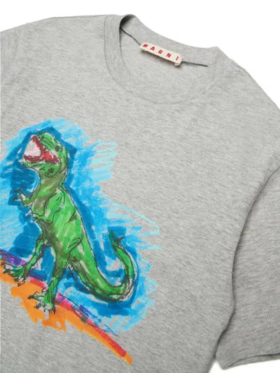 Marni Kids Dinosaur Print T-shirt In Gray