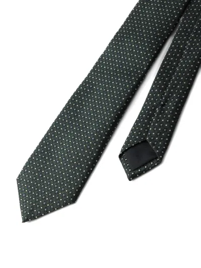 Prada Dotted Silk Tie In Blue