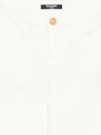Balmain Button-embellished Jeans In White