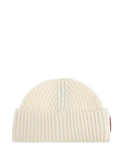 Dsquared2 Logo-patch Ribbed Beanie Hat Set In Neutral