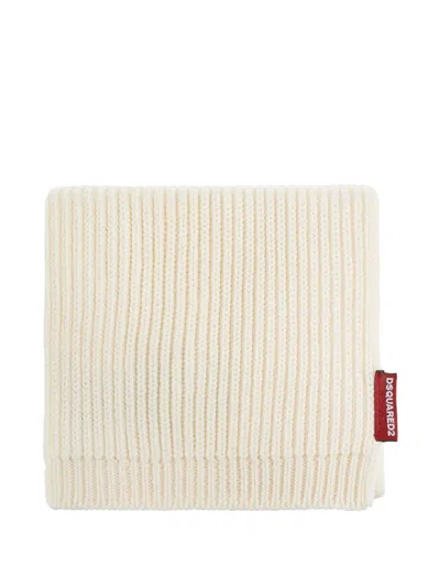 Dsquared2 Logo-patch Ribbed Beanie Hat Set In Neutral