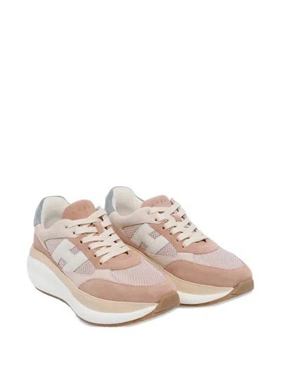 Hogan Neutrals Calfskin Suede Panel Sneakers In Multi
