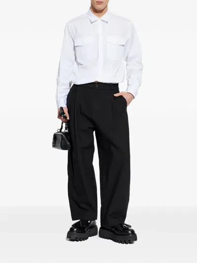 Dsquared2 Buttoned Flap-pocket Shirt In White