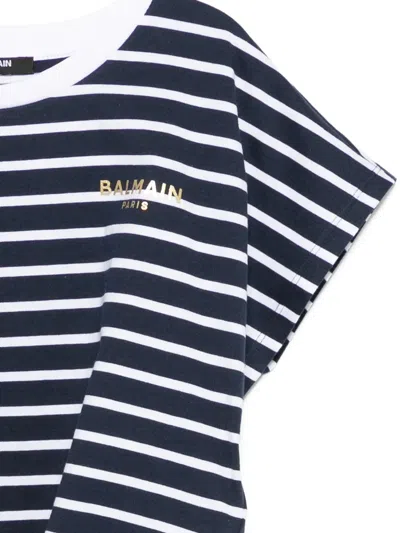 Balmain Striped T-shirt In Blue