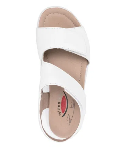 Gabor Double-strap Leather Sandals In White