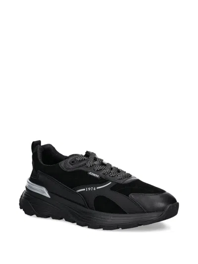 Iceberg Silver-tone Panel Sneakers In Black