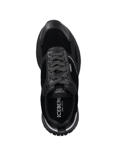 Iceberg Silver-tone Panel Sneakers In Black