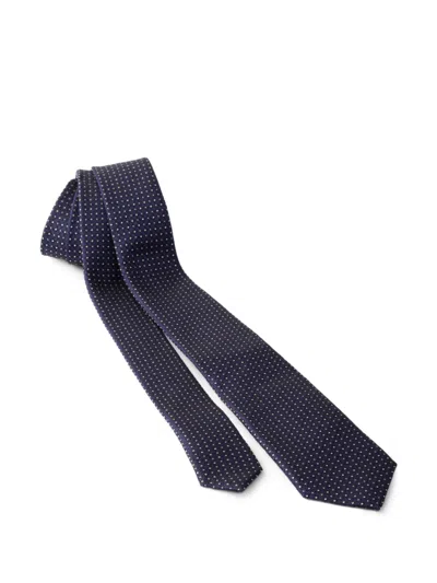Prada Patterned Silk Tie In Blue