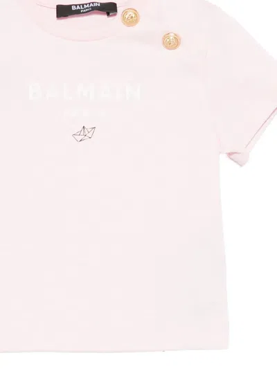 Balmain Button-embellished T-shirt In Pink