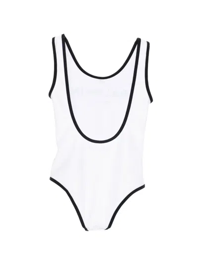Balmain Printed Swimsuit In White