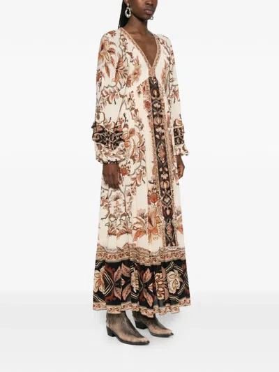 Farm Rio Majestic Garden Ruffled Floral-print Dress In Blue