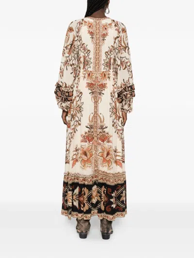 Farm Rio Majestic Garden Ruffled Floral-print Dress In Blue