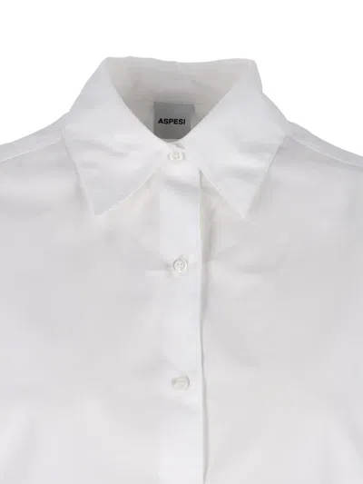 Aspesi Shirt Style Top Collared Neck Long Sleeves In White