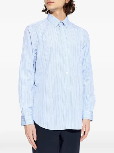 Paul Smith Stripe Patterned Buttoned Shirt In Blue