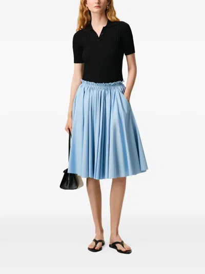 Ami Alexandre Mattiussi Ami Paris Ami Paris Cotton Midi Corolla Skirt In Blue