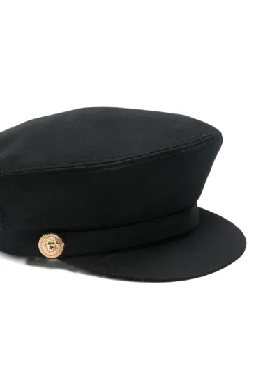 Balmain Button Peak Hat In Black