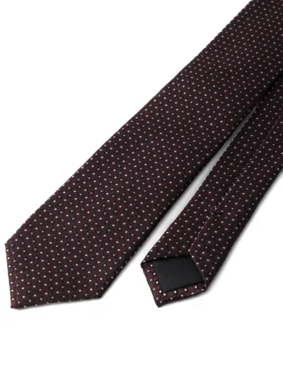 Prada Pattern Silk Tie In Brown