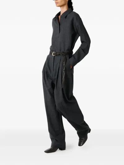Studio Nicholson Half-placket Drop-shoulder Pinole Shirt In Gray