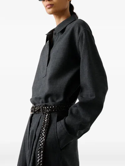 Studio Nicholson Half-placket Drop-shoulder Pinole Shirt In Gray