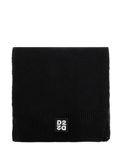 Dsquared2 Logo-patch Beanie Hat Set In Black