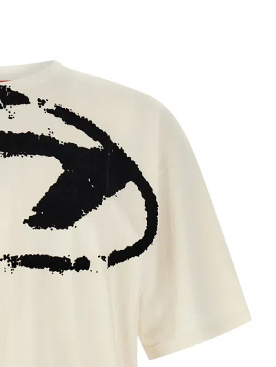 Diesel Graphic Print Round Neck Short Sleeves In White