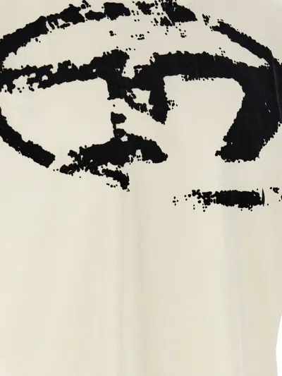 Diesel Graphic Print Round Neck Short Sleeves In White