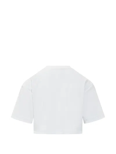 Off-white Crew Neck Boxy Cropped T-shirt In White