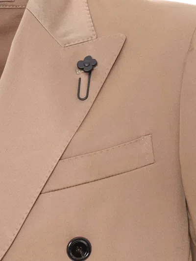 Lardini Rome Double-breasted Tailored Jacket In Brown
