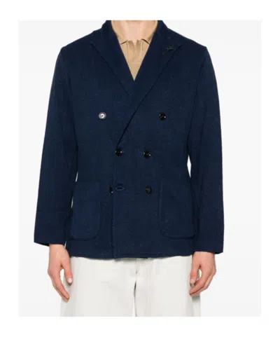 Lardini Double-breasted Blazer In Blue