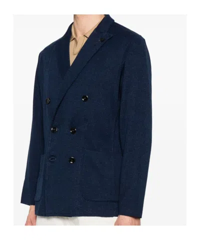 Lardini Double-breasted Blazer In Blue