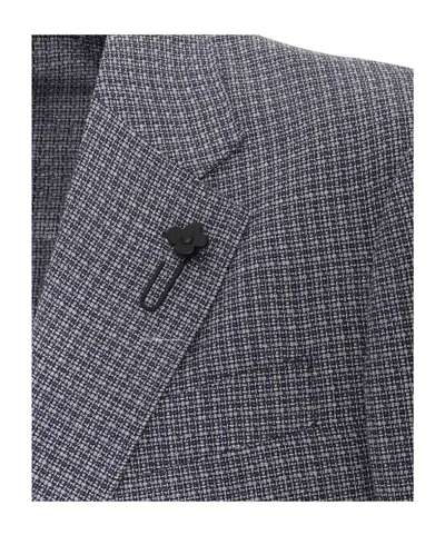 Lardini Micro-check Single-breasted Blazer In Gray