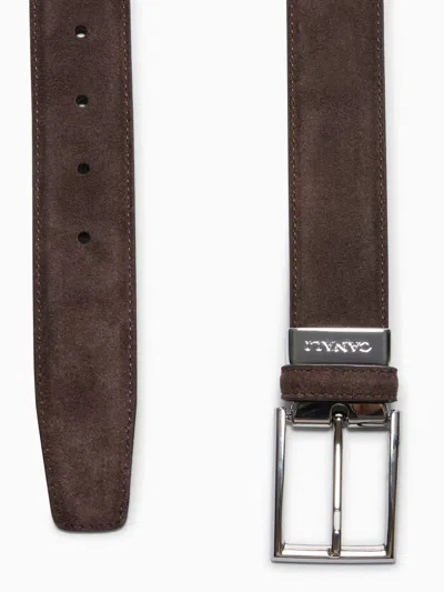 Canali Rectangular-buckle Suede Belt In Brown