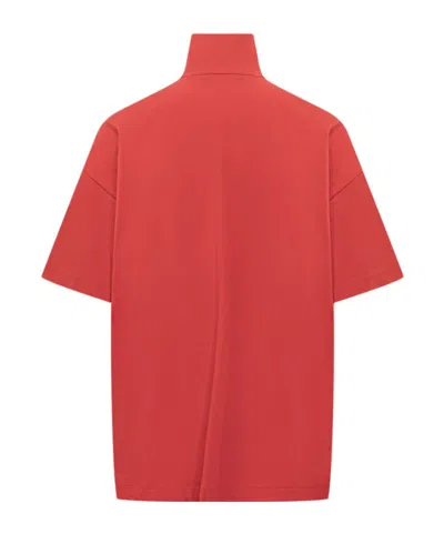 Msgm High Neck Jersey T-shirt In Red