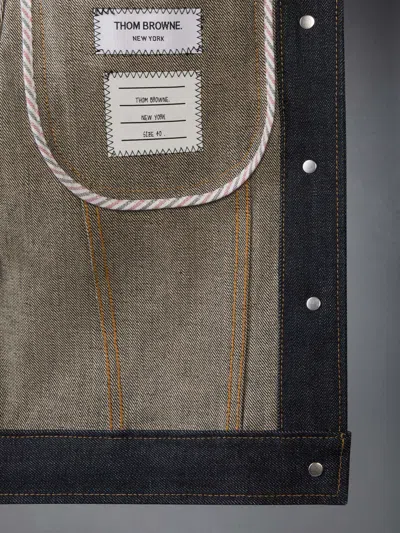 Thom Browne Japanese Selvedge Denim Jacket Puffer Jackets Blue In Blue