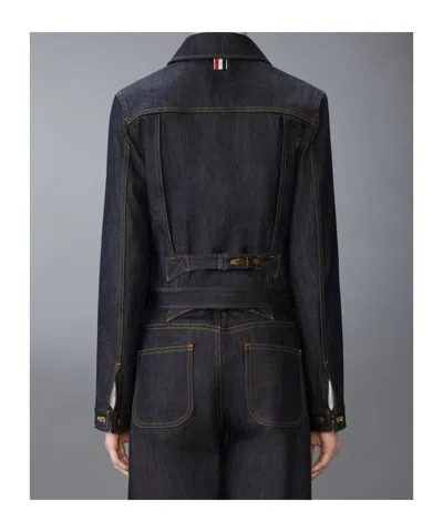 Thom Browne Japanese Selvedge Denim Jacket Puffer Jackets Blue In Blue