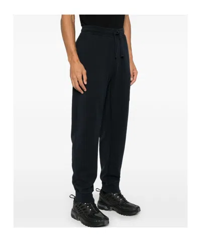 Stone Island Relaxed Fit Drawstring Elasticated Waistband Cotton-blend Sweatpants In Blue