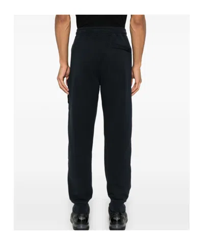 Stone Island Relaxed Fit Drawstring Elasticated Waistband Cotton-blend Sweatpants In Blue
